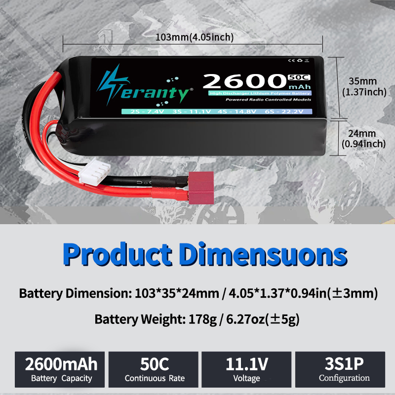TERANTY 3S 2200/2400/2600mAh L - Drone Battery Connector recensie en prijs