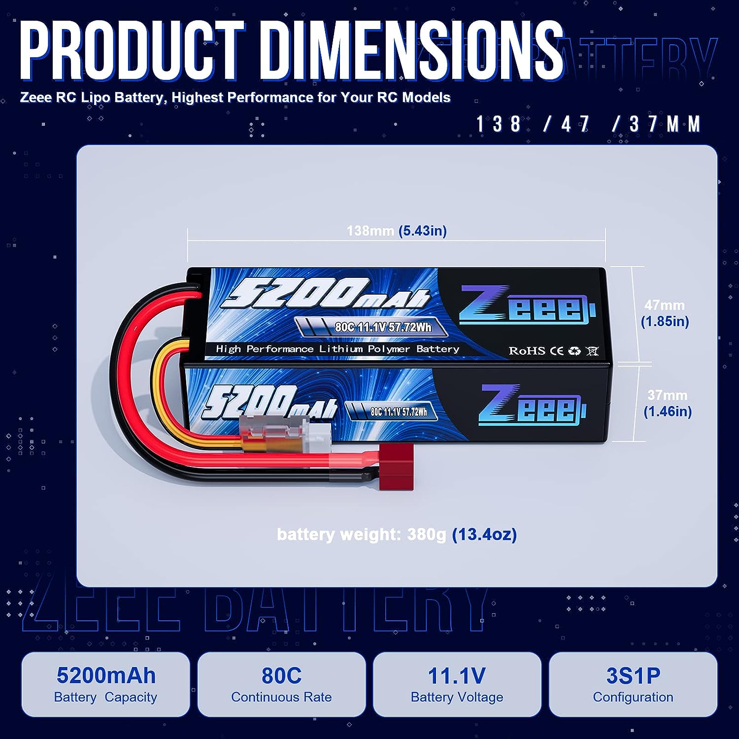1/2 Stuks Zeee 3S 5200Mah Lipo - Drone Battery 3S recensie en prijs