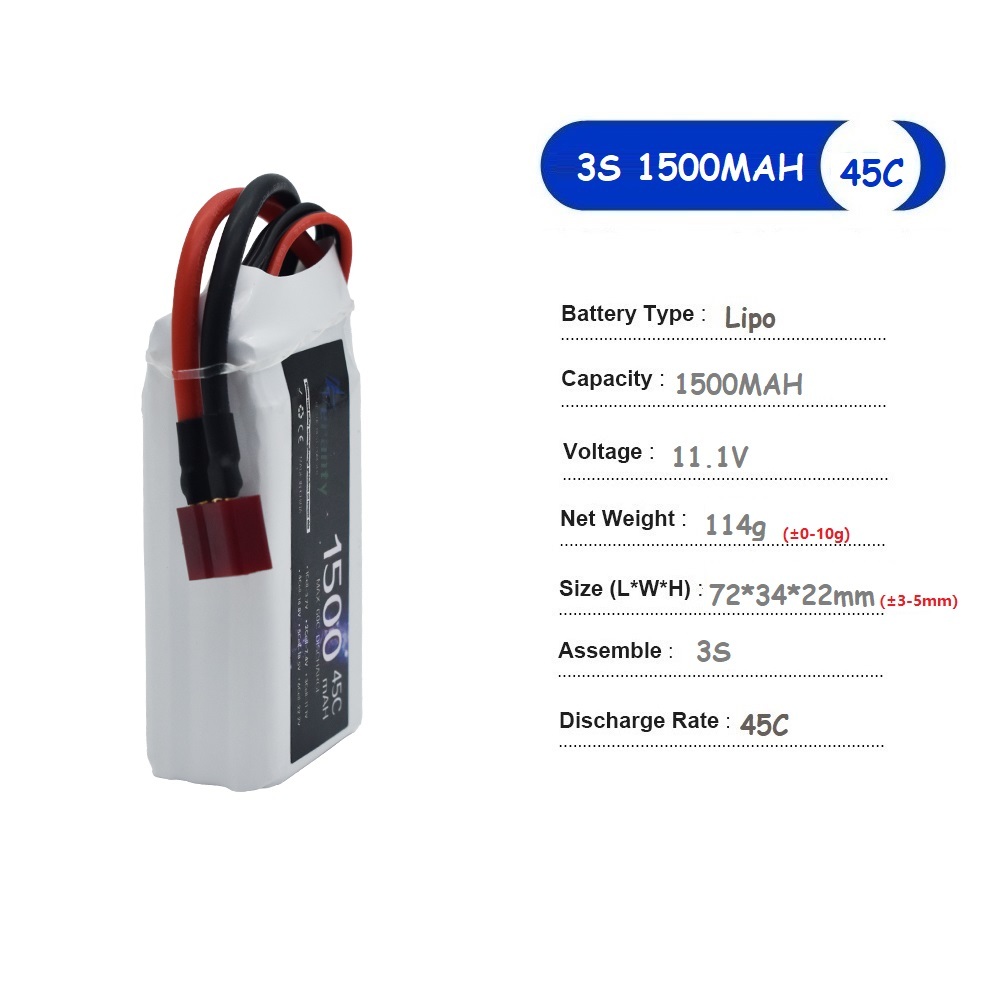 11.1V LiPo Batterij 3S 1500mAh - Drone Battery 3S recensie en prijs