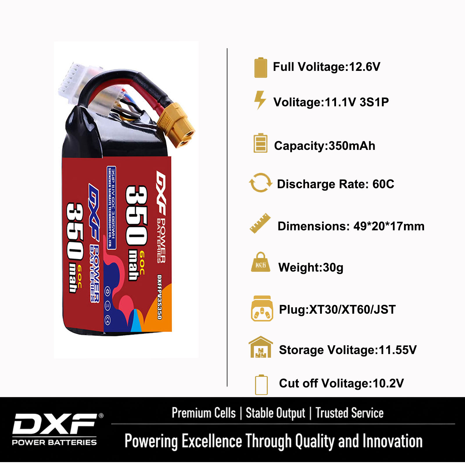 DXF Lipo 3S Batterij 11.4V 170 - Drone Battery 3S recensie en prijs